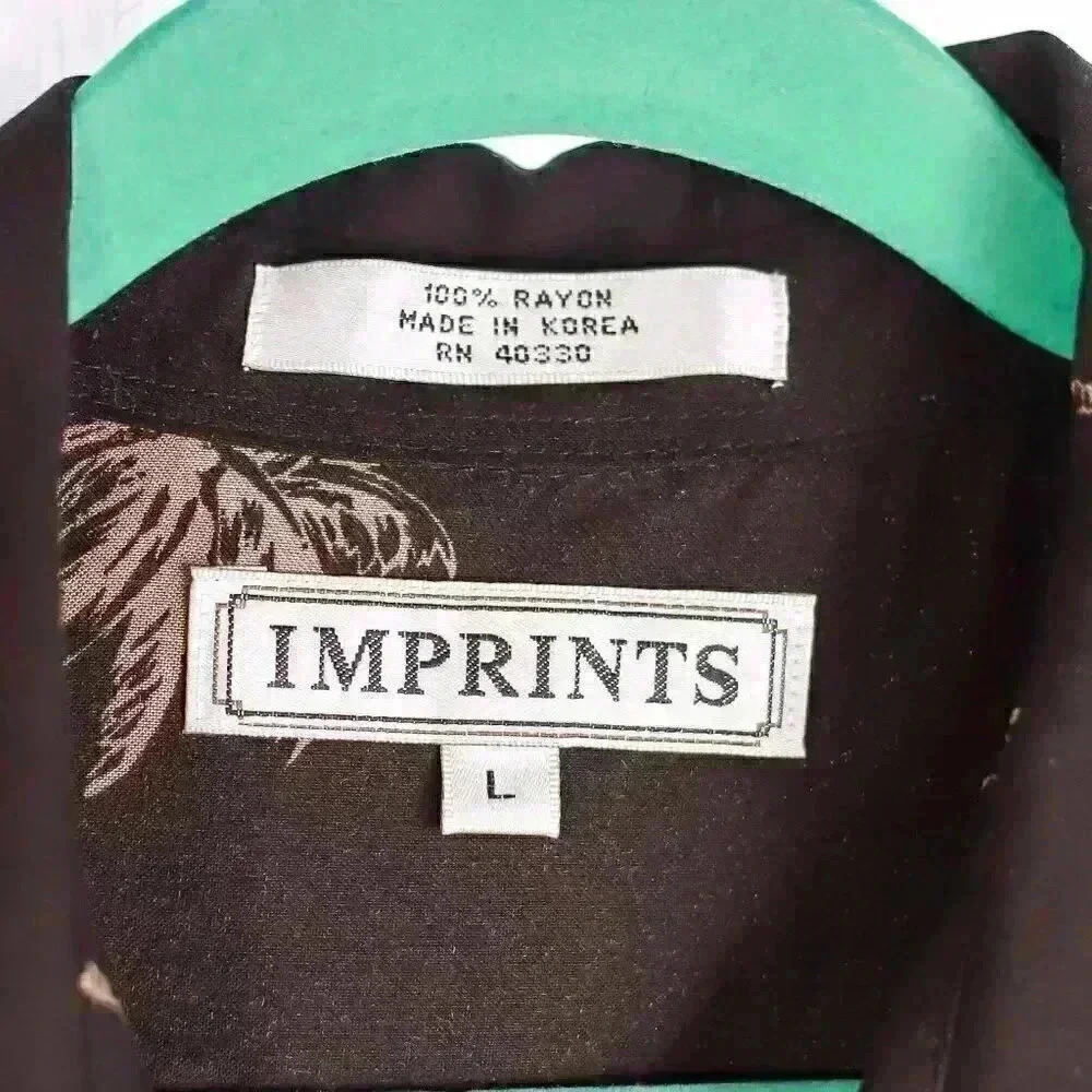 Imprints Size L Black Hawaiian shirt pinup hidden art; art to wear button down - Picture 6 of 15